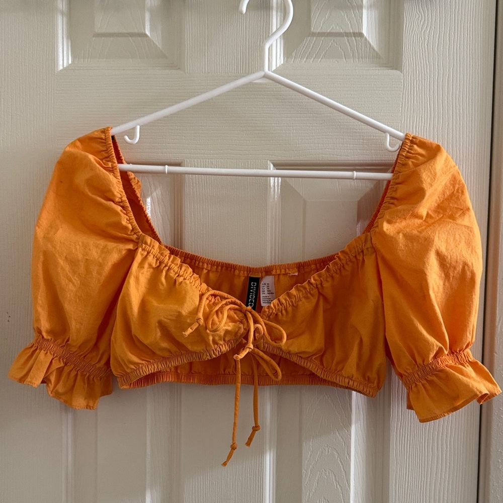 H&M Orange cropped milkmaid top